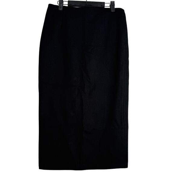 Zara Professional Straight Pencil Fitted Midi Stretch Skirt Back Slit L Black - Picture 10 of 15